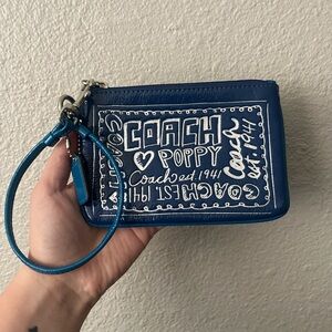 Blue Coach Poppy Wristlet Coin Purse